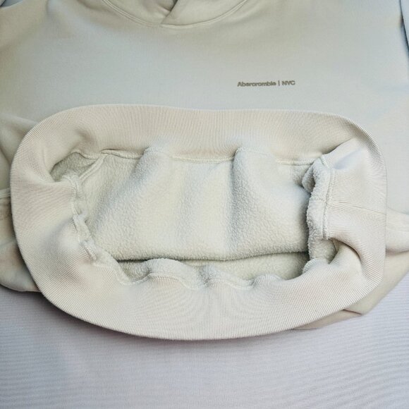 Abercrombie & Fitch Soft A&F The Essentials Pullover Hoodie Men Large Ivory Cozy - Picture 4 of 10